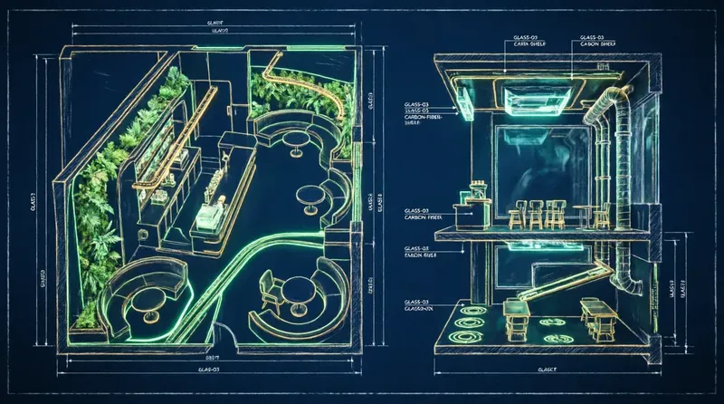 Cinematic Architectural Blueprints Neon