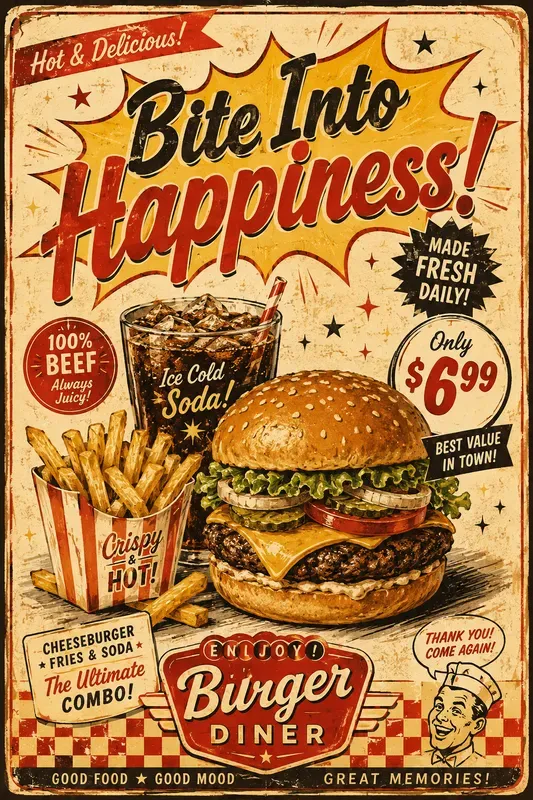 Retro Vintage Food Menu Posters