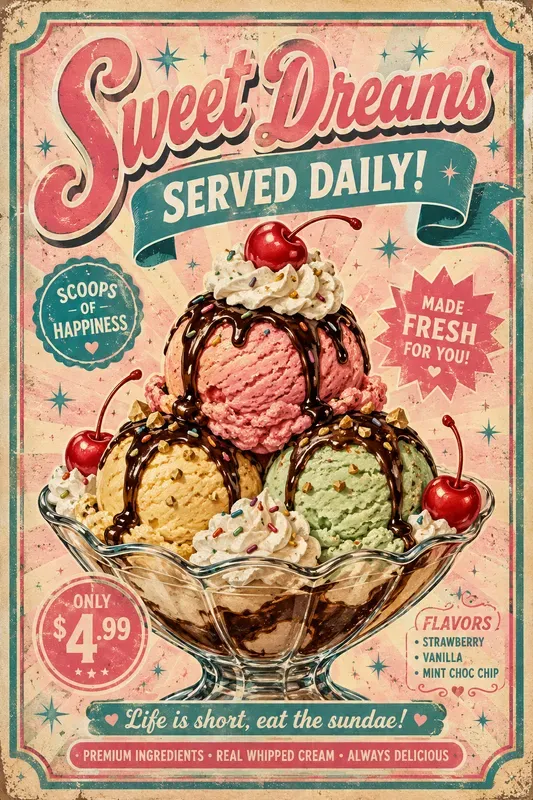 Retro Vintage Food Menu Posters
