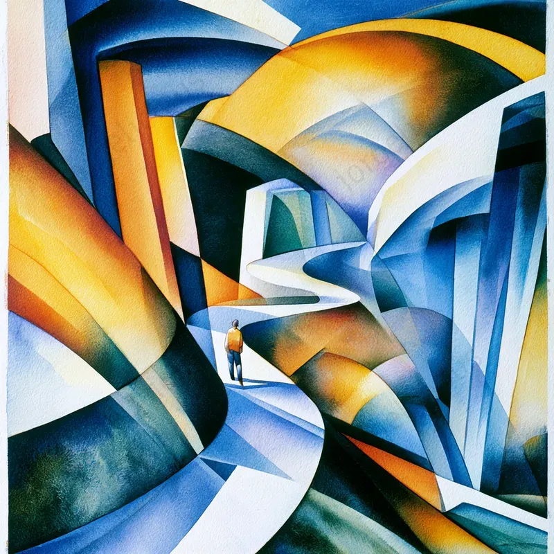 Abstract Geometric Watercolor Art