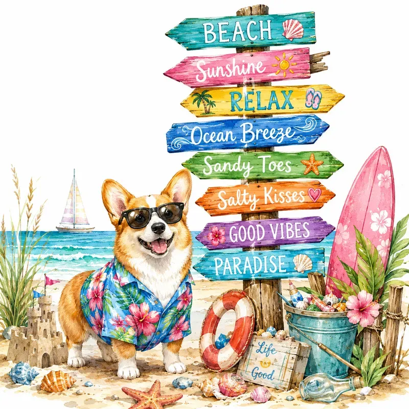 Seaside Signpost Whimsy Adventure Fun