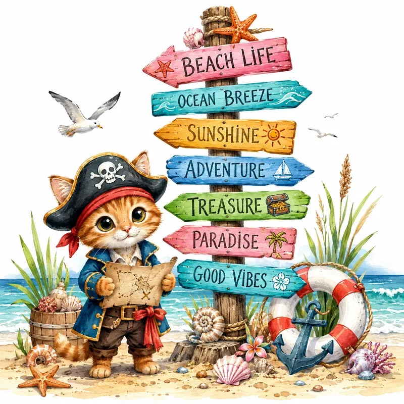Seaside Signpost Whimsy Adventure Fun