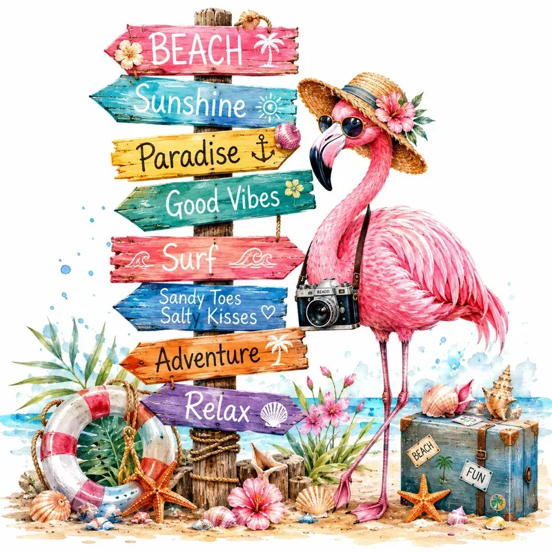 Seaside Signpost Whimsy Adventure Fun