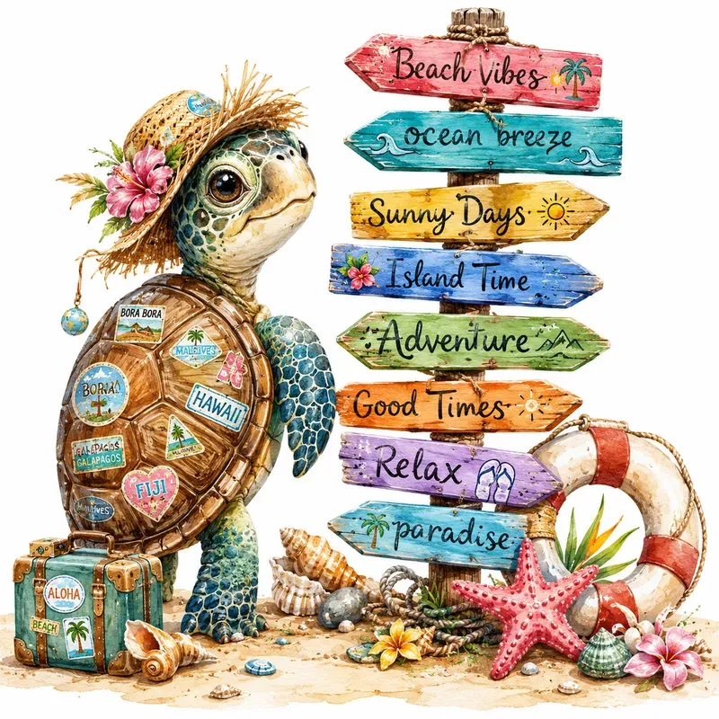 Seaside Signpost Whimsy Adventure Fun