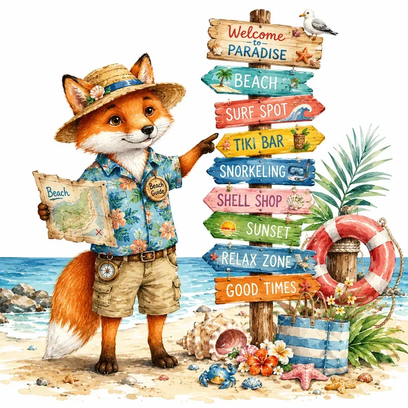 Seaside Signpost Whimsy Adventure Fun