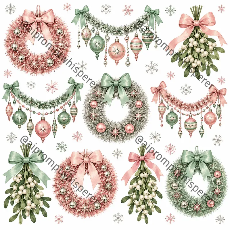 Retro Christmas Clipart Sheets For Etsy