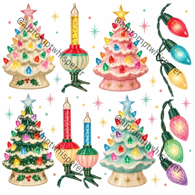 Retro Christmas Clipart Sheets For Etsy
