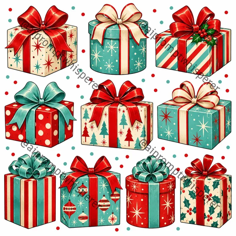Retro Christmas Clipart Sheets For Etsy
