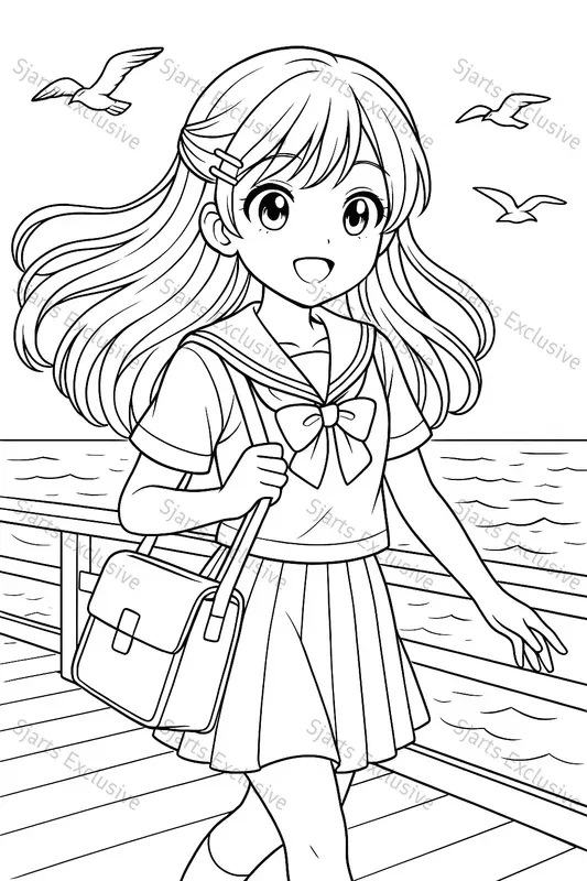 Anime Character Line Art Coloring Sheets