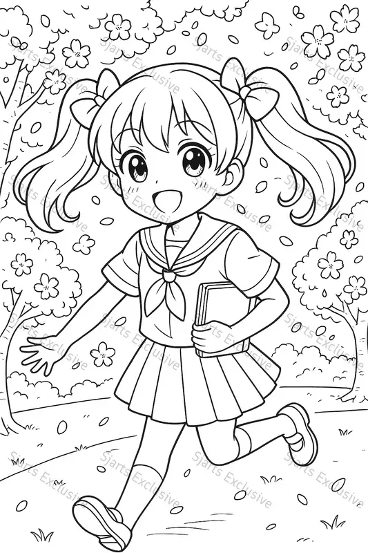 Anime Character Line Art Coloring Sheets