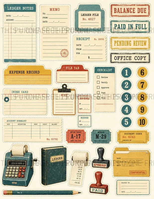 Retro Office Ephemera Sheets