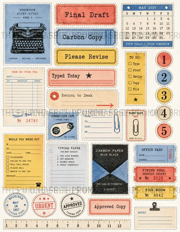 Retro Office Ephemera Sheets