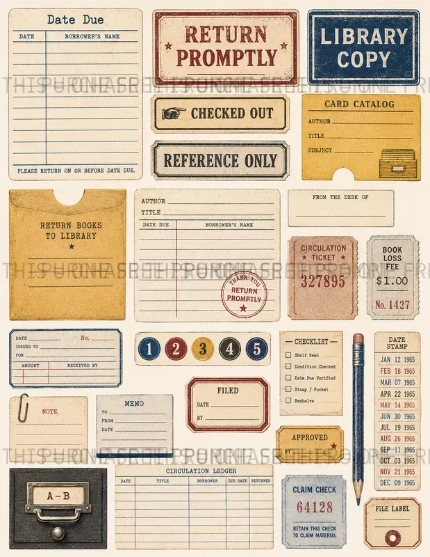 Retro Office Ephemera Sheets