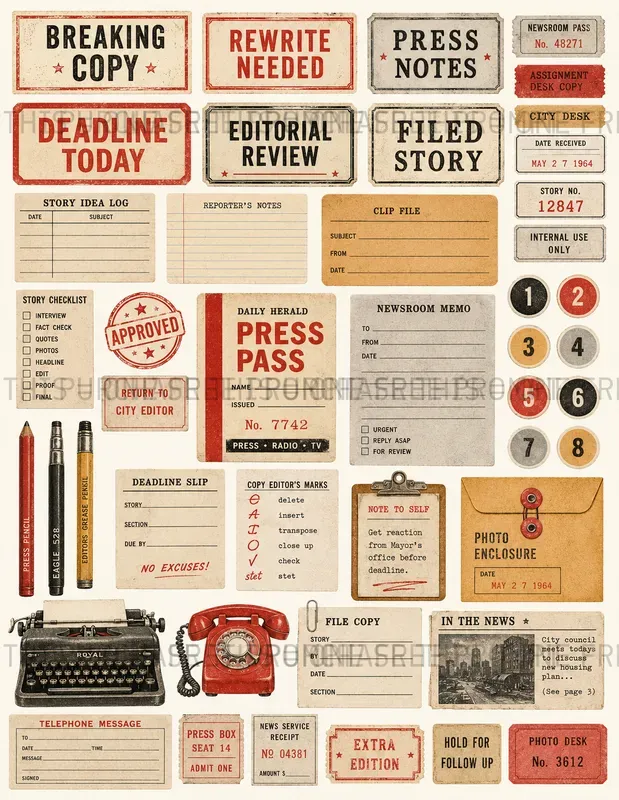 Retro Office Ephemera Sheets