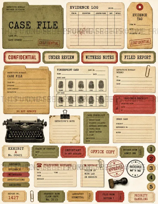 Retro Office Ephemera Sheets