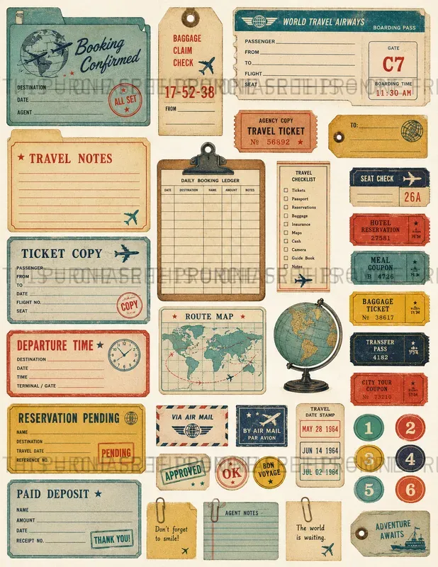 Retro Office Ephemera Sheets