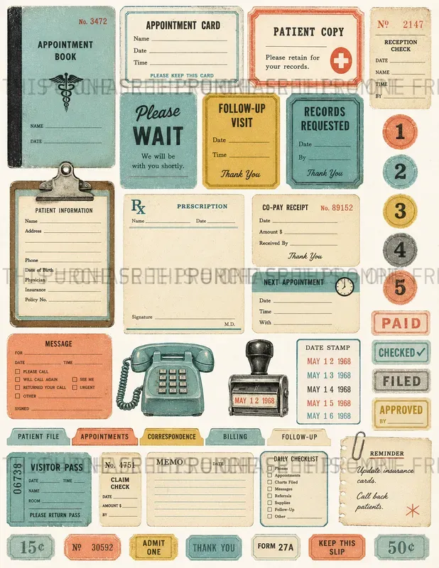 Retro Office Ephemera Sheets