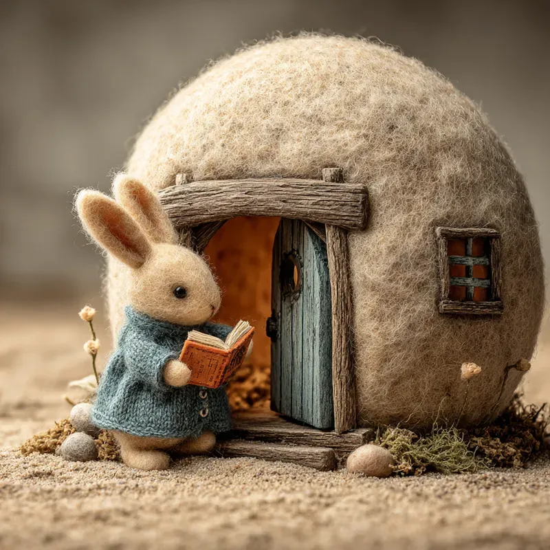 Tactile Easter Needlefelted Cottages