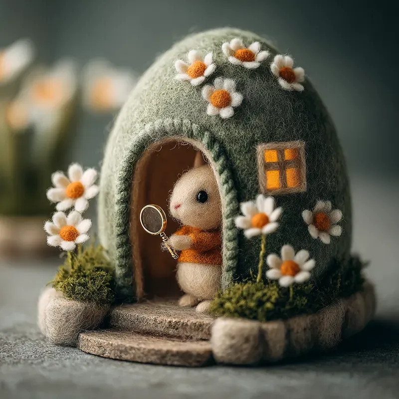 Tactile Easter Needlefelted Cottages