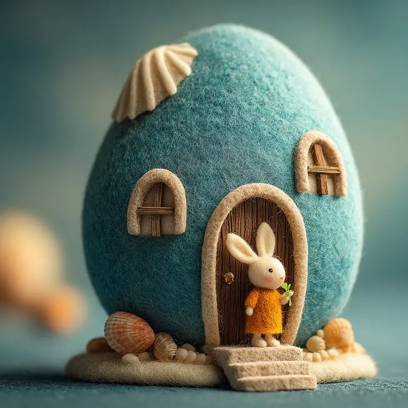 Tactile Easter Needlefelted Cottages