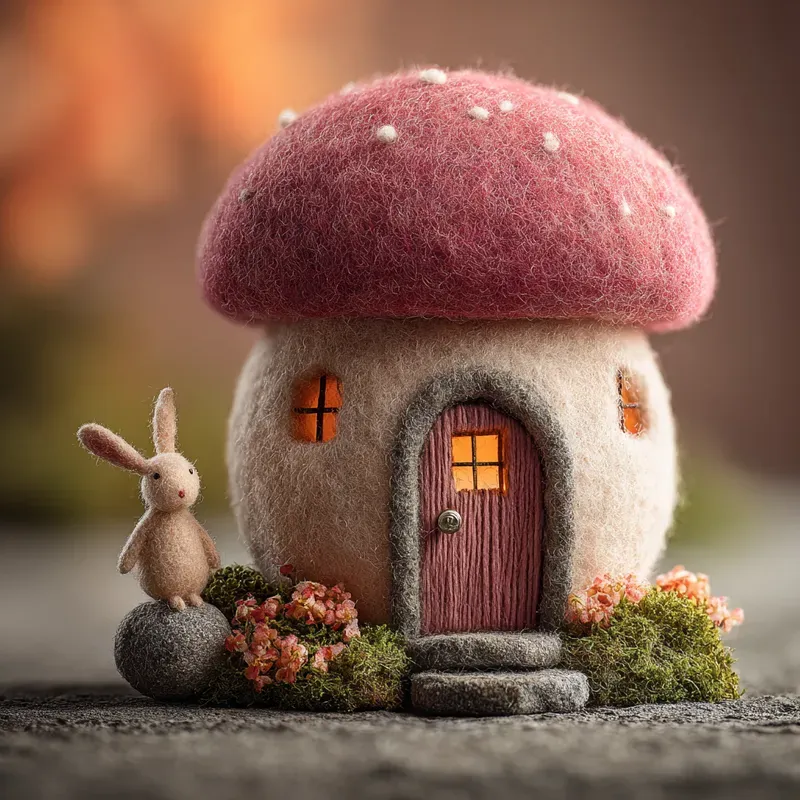 Tactile Easter Needlefelted Cottages