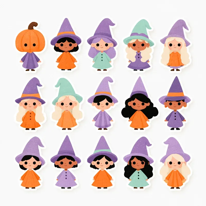 Halloween Kids Clipart Sticker Sets