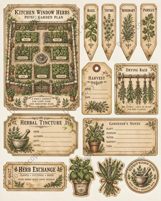 Herbal Physic Garden Ephemera
