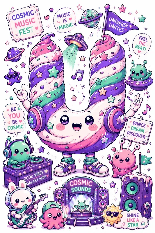 Kawaii Space Alphabets And Numbers