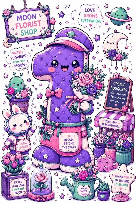Kawaii Space Alphabets And Numbers