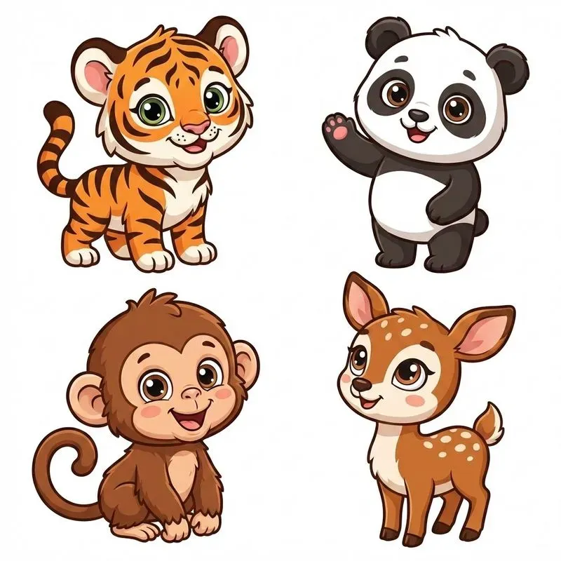 Colorful Cute Cartoon Baby Animals