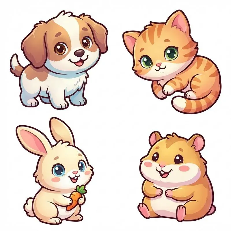 Colorful Cute Cartoon Baby Animals