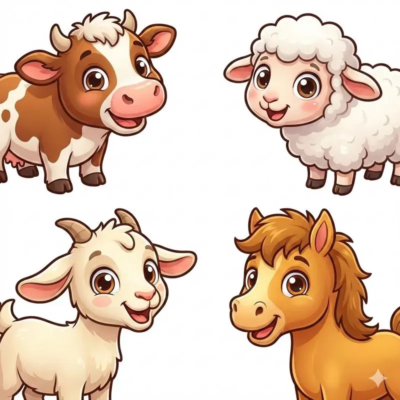 Colorful Cute Cartoon Baby Animals