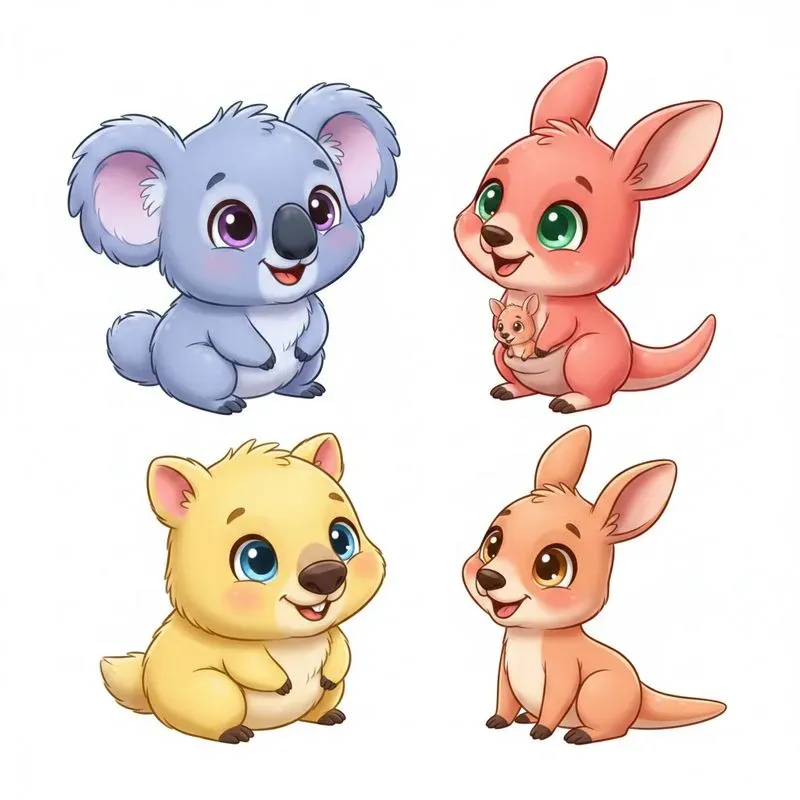 Colorful Cute Cartoon Baby Animals