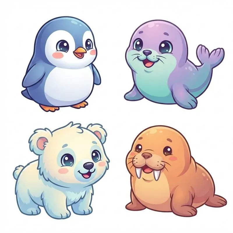 Colorful Cute Cartoon Baby Animals