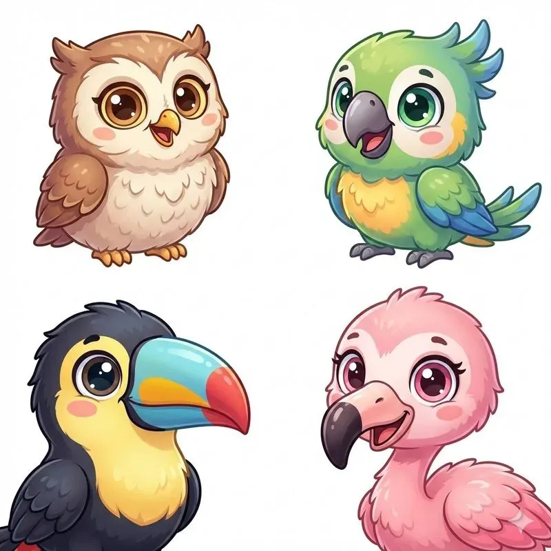 Colorful Cute Cartoon Baby Animals