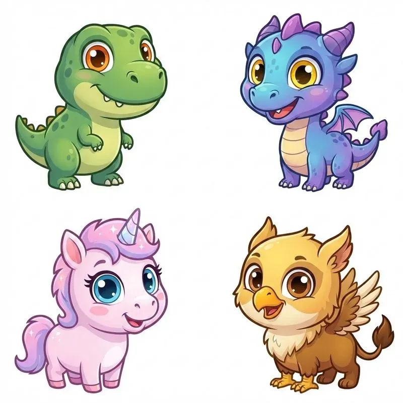 Colorful Cute Cartoon Baby Animals