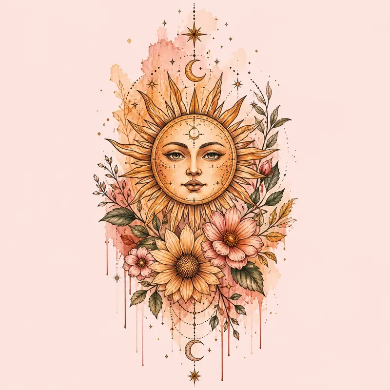 Boho Tattoo Flashes On Pink