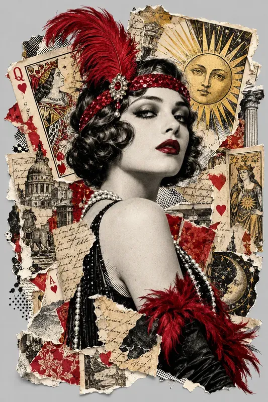 Selective Color Mixed Media Collages