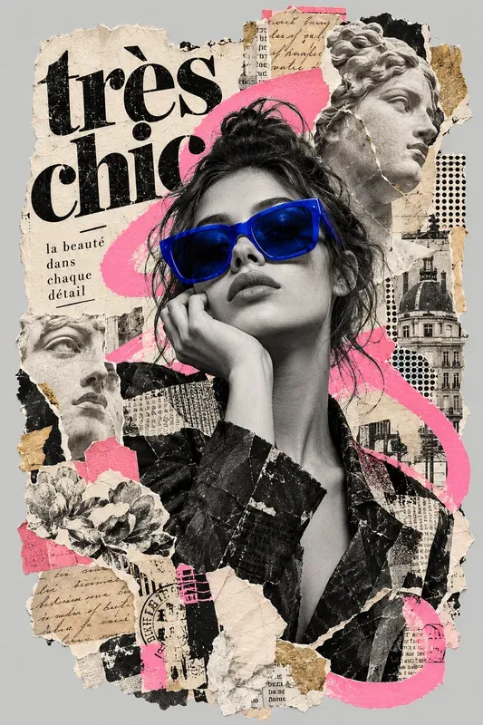 Selective Color Mixed Media Collages