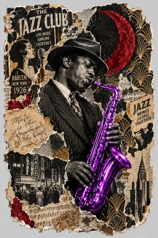 Selective Color Mixed Media Collages