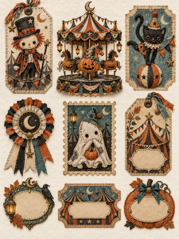 Stitched Autumn Carnival Ephemera
