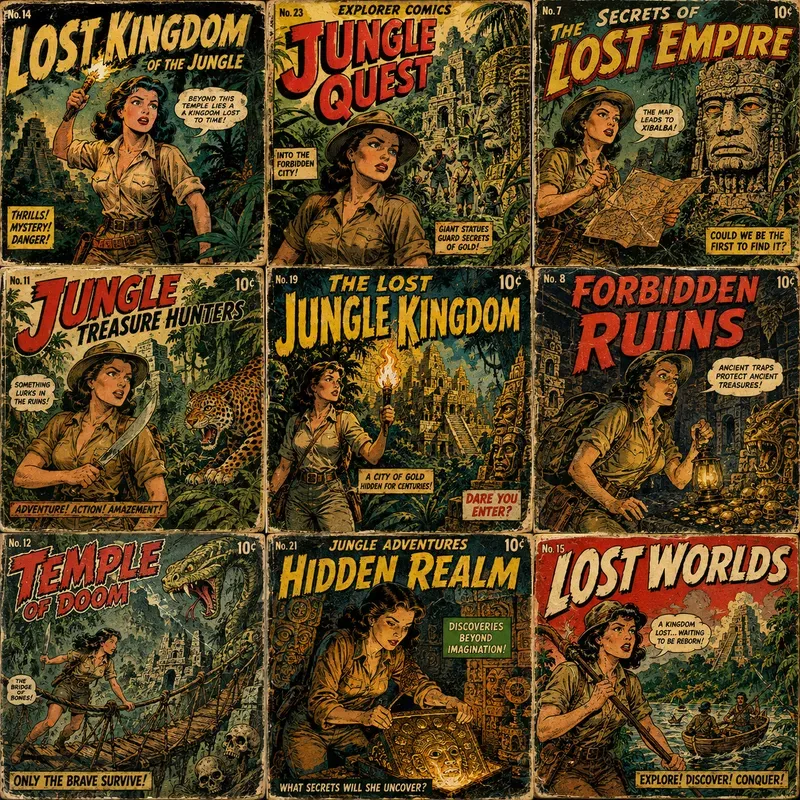 Vintage Adventure Comic Collages