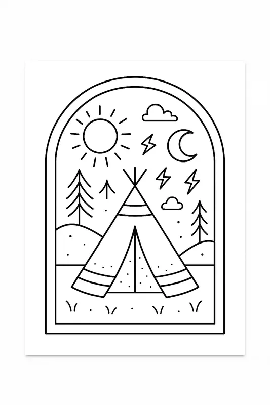 Minimalist Boho Chic Coloring Book Pages