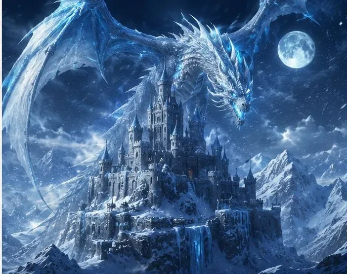 Mythical Dragons Above Ancient Castles