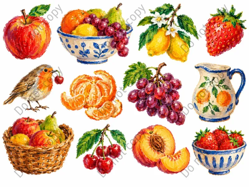 Oil Pastel Illustrations Any Theme