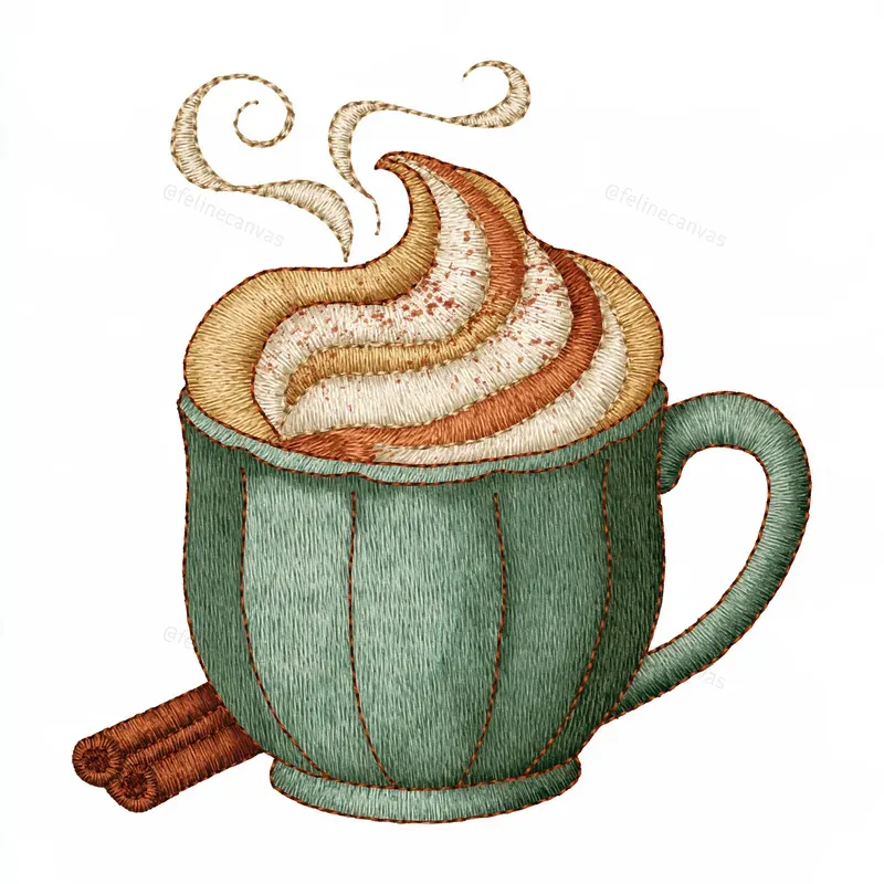 Autumn Embroidery Effect Cliparts