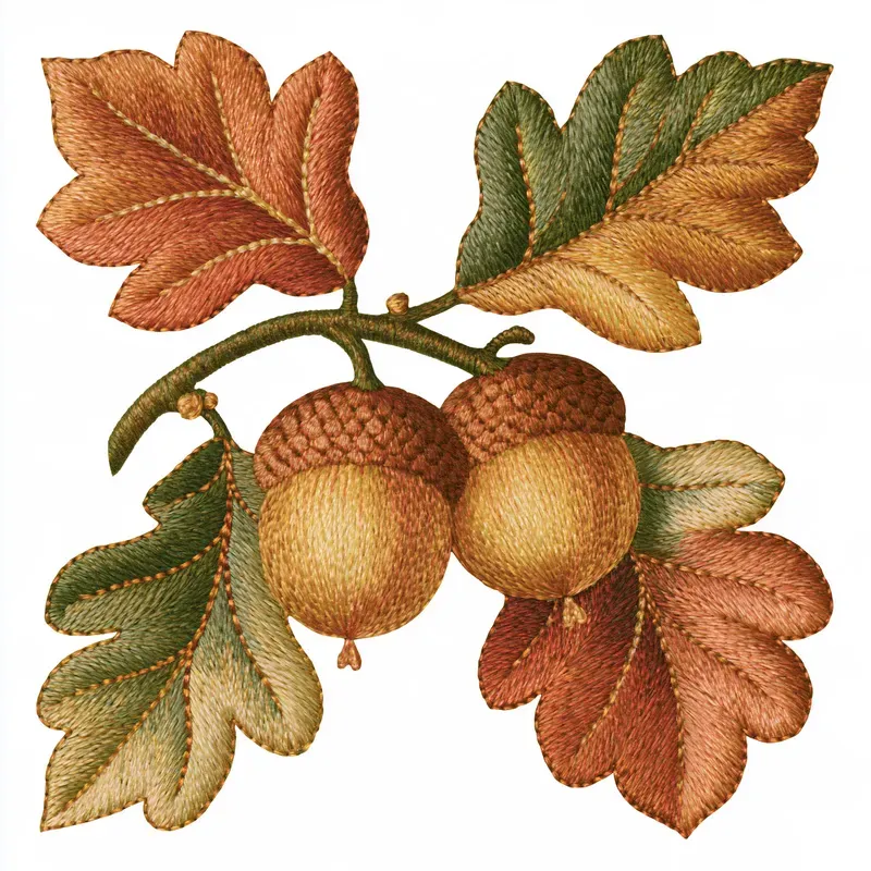 Autumn Embroidery Effect Cliparts