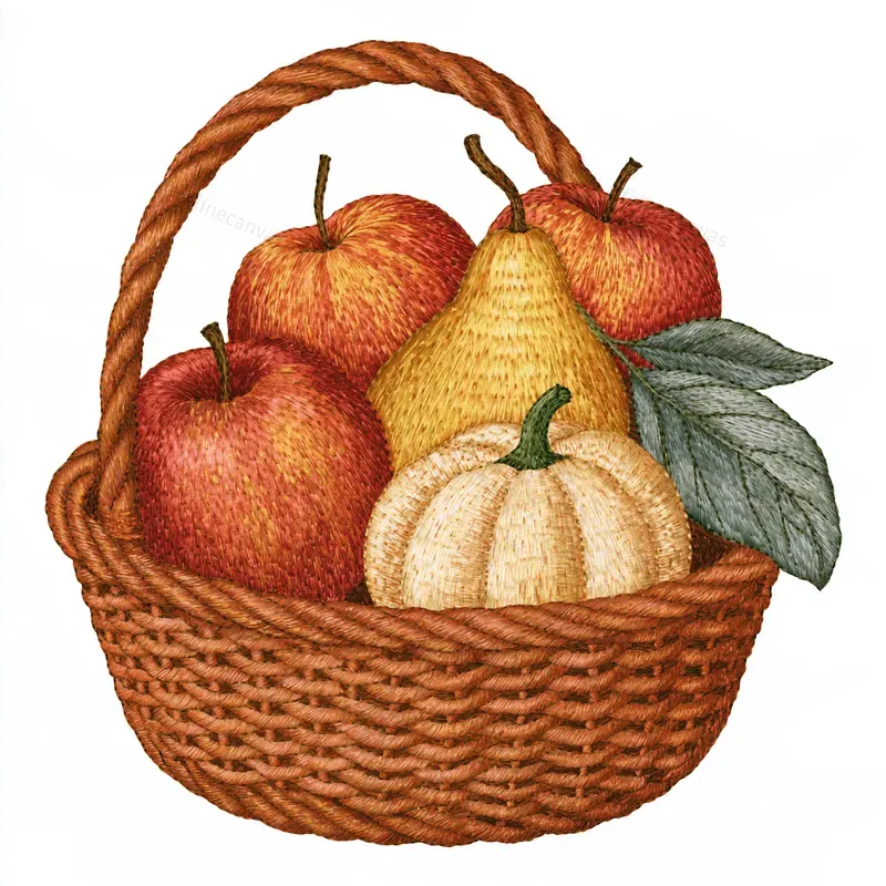 Autumn Embroidery Effect Cliparts