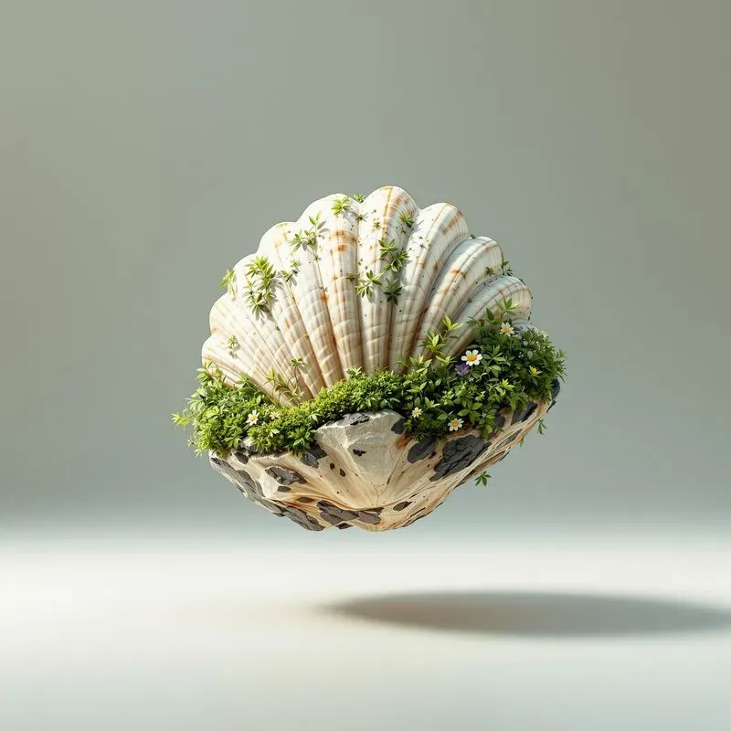 Floating Moss Rocks Organic 3D Design