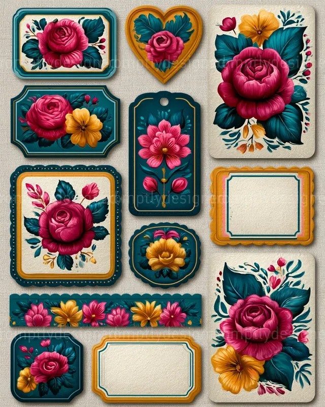 Folk Floral Journal Assets